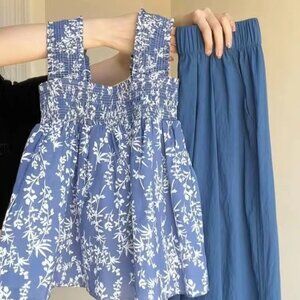 Sweet Camisole and Relaxed Wide-Leg Pants Two-Piece Set